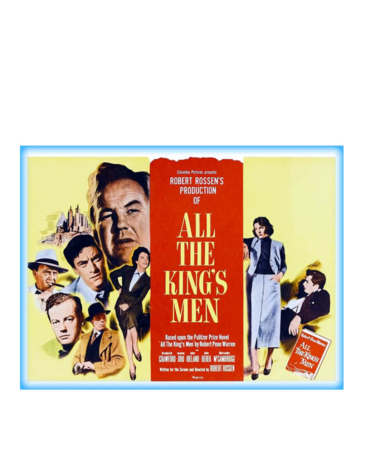 Classic movie poster with the title and drawings of characters' faces surrounding the text.