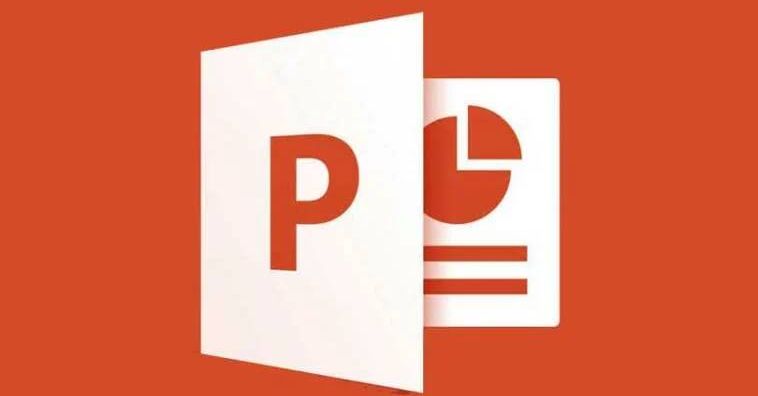 Powerpoint logo on orange background.