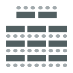 Classroom setup 3 columns with a two table panel in front