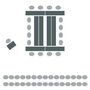 Center table with audience and lectern