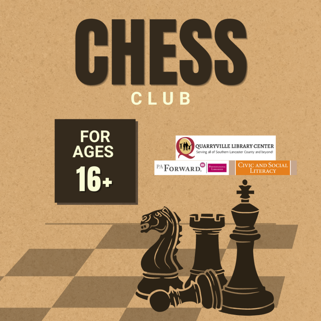 Chess club for ages 16+ with chess pieces