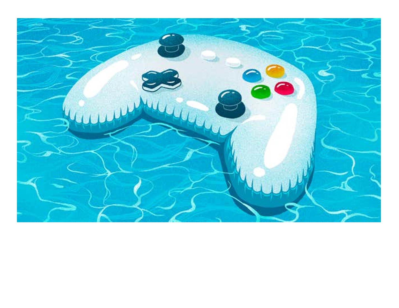 Illustration of  an X-Box controller as pool float.