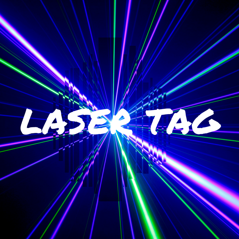 "Laser Tag" on black  background with lasers.