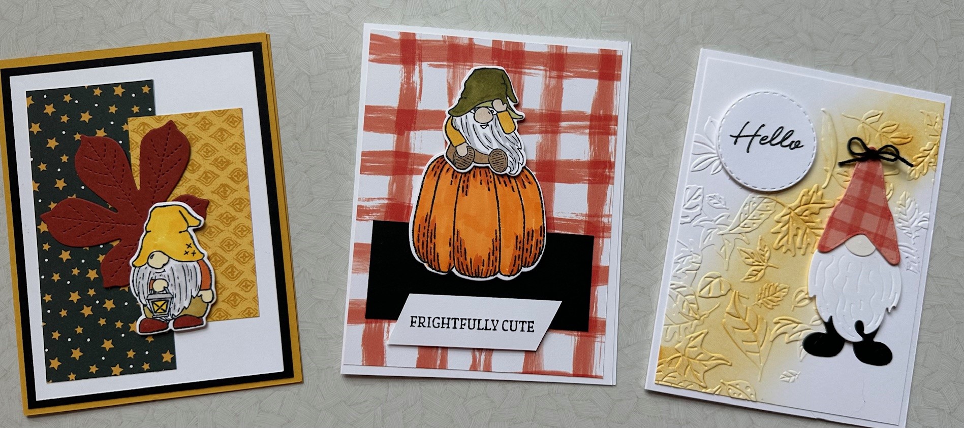 Photo of three cards with gnomes 