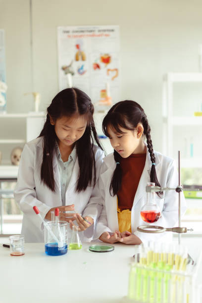 Girls doing a science experiment