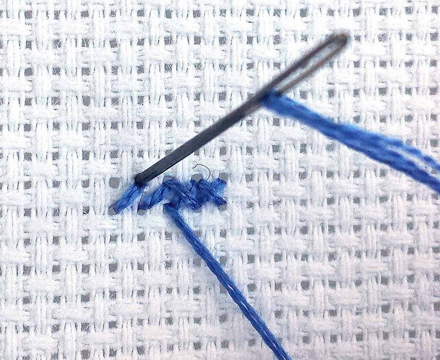 Needle & blue thread.