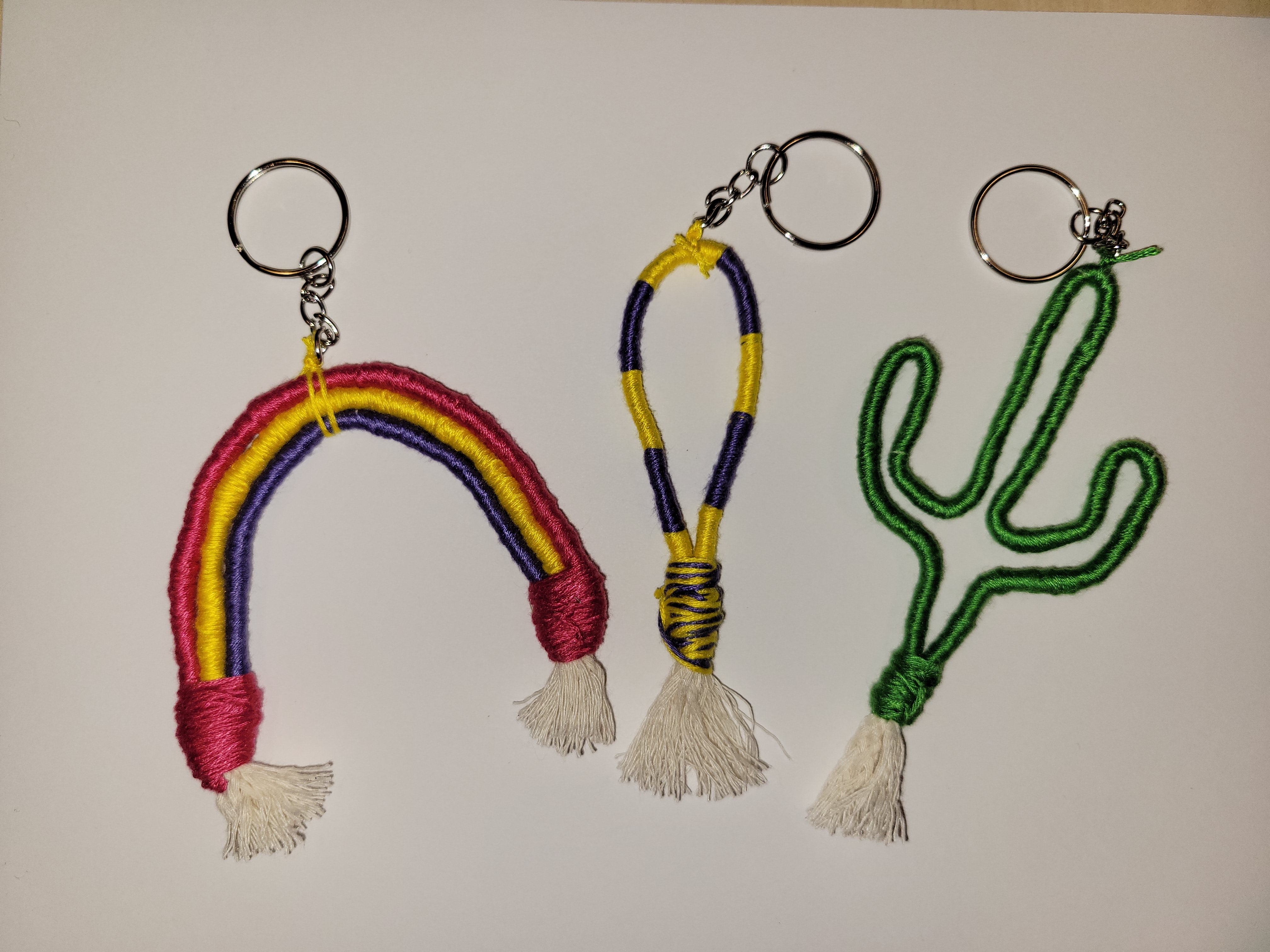 three samples of keychains