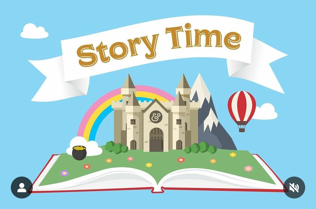 graphic of opened book with rainbow and castle sitting atop open pages