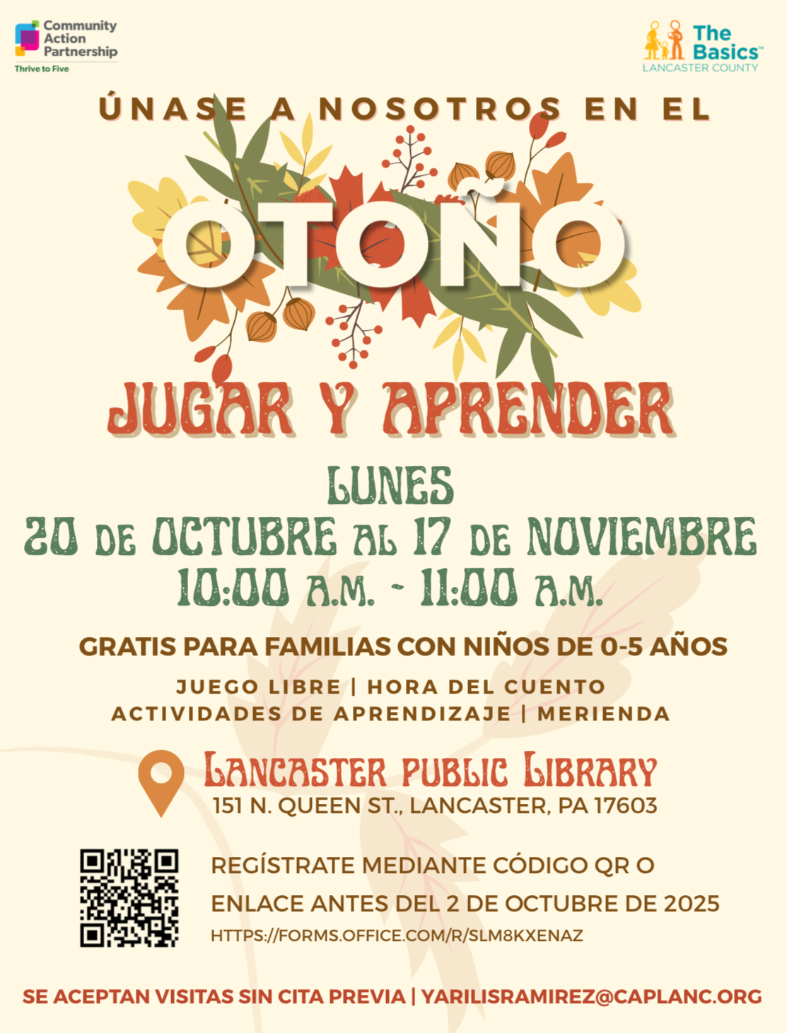 CAP fall play and learn 2025 Spanish flyer