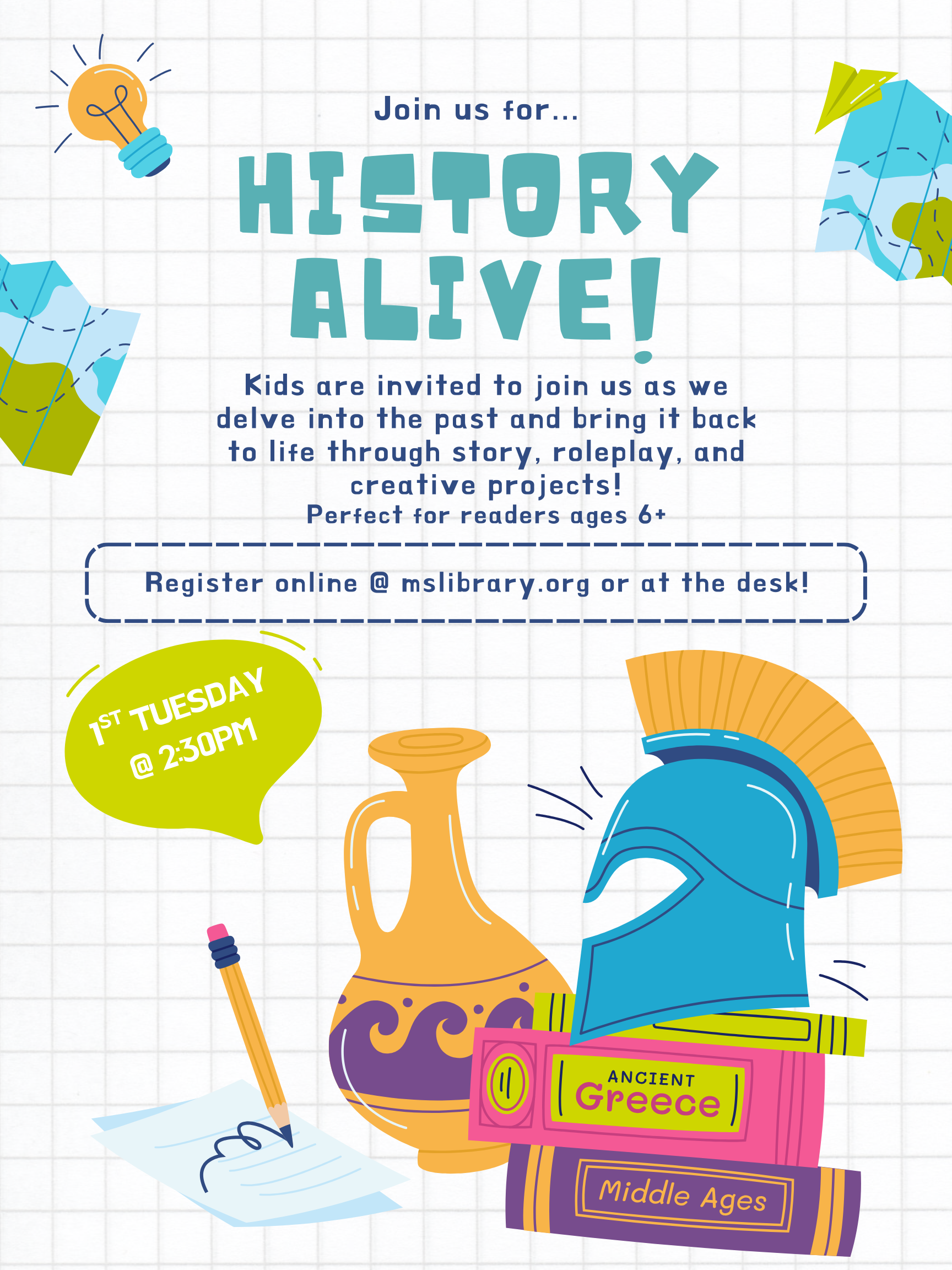 Program information with education-themed graphics