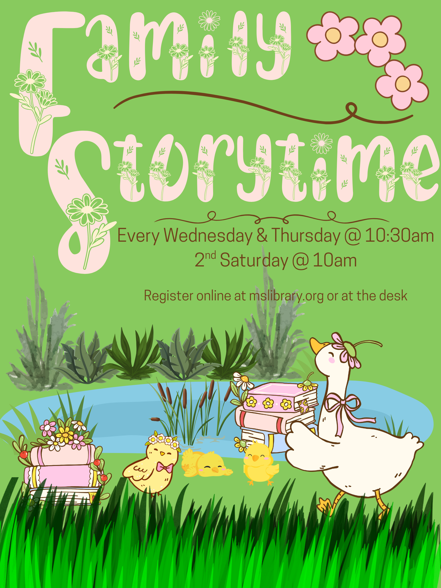 Poster promoting Family Storytime