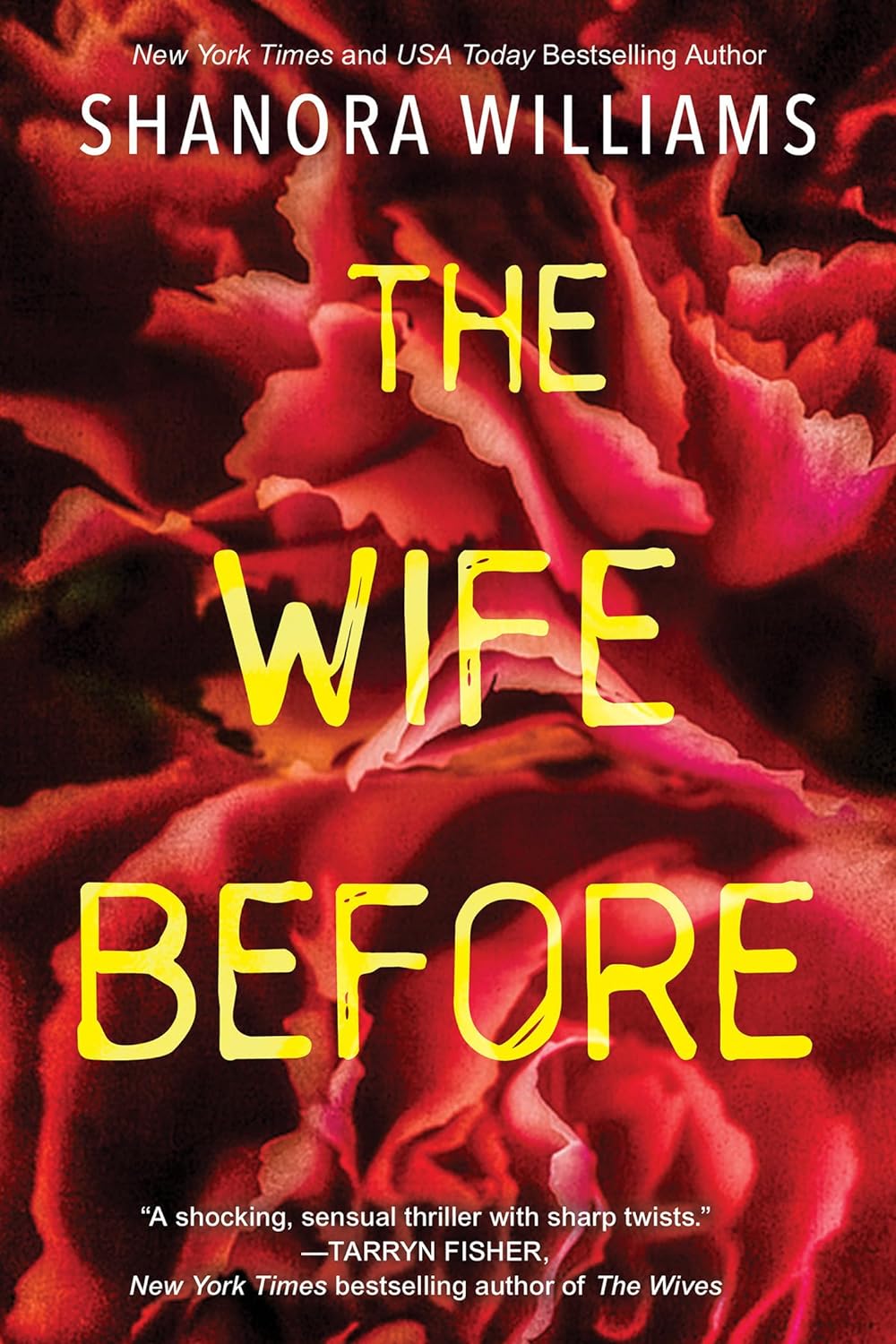 Cover of the Wife Before is red with orange flames