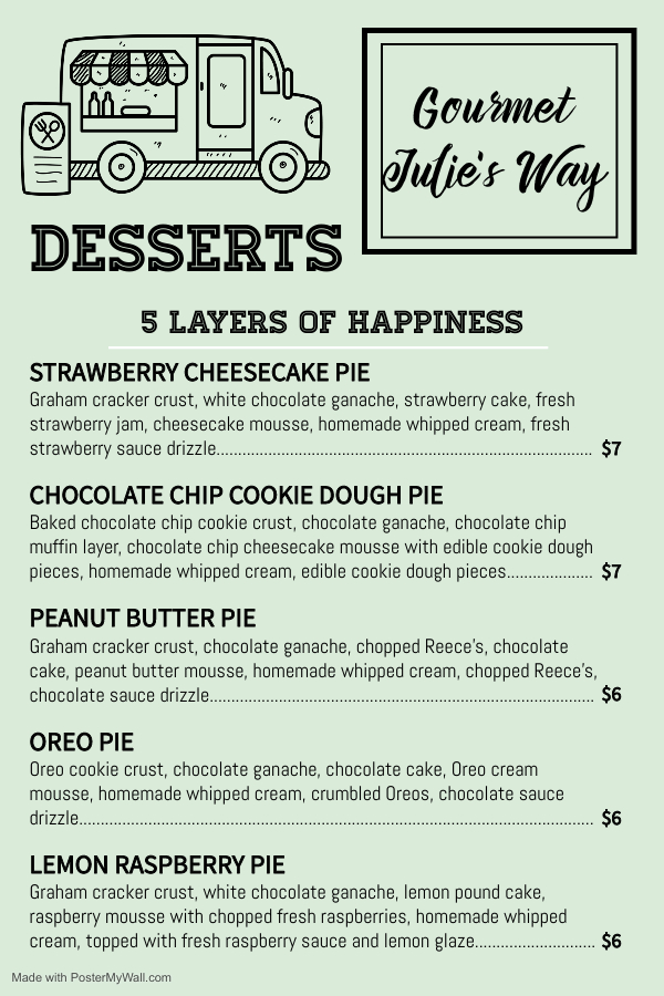 dessert menu