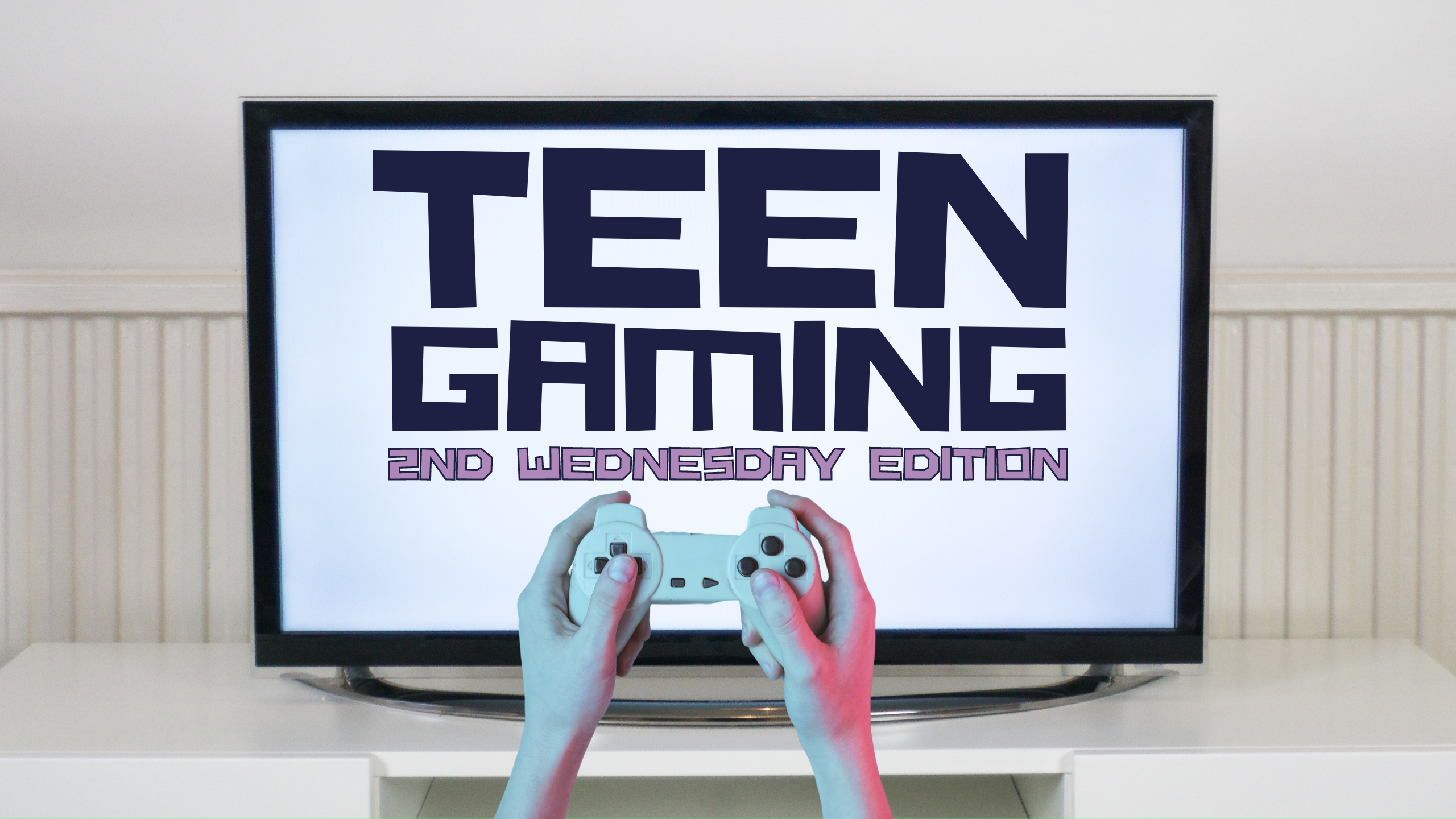 TV screen with words Teen Gaming displayed