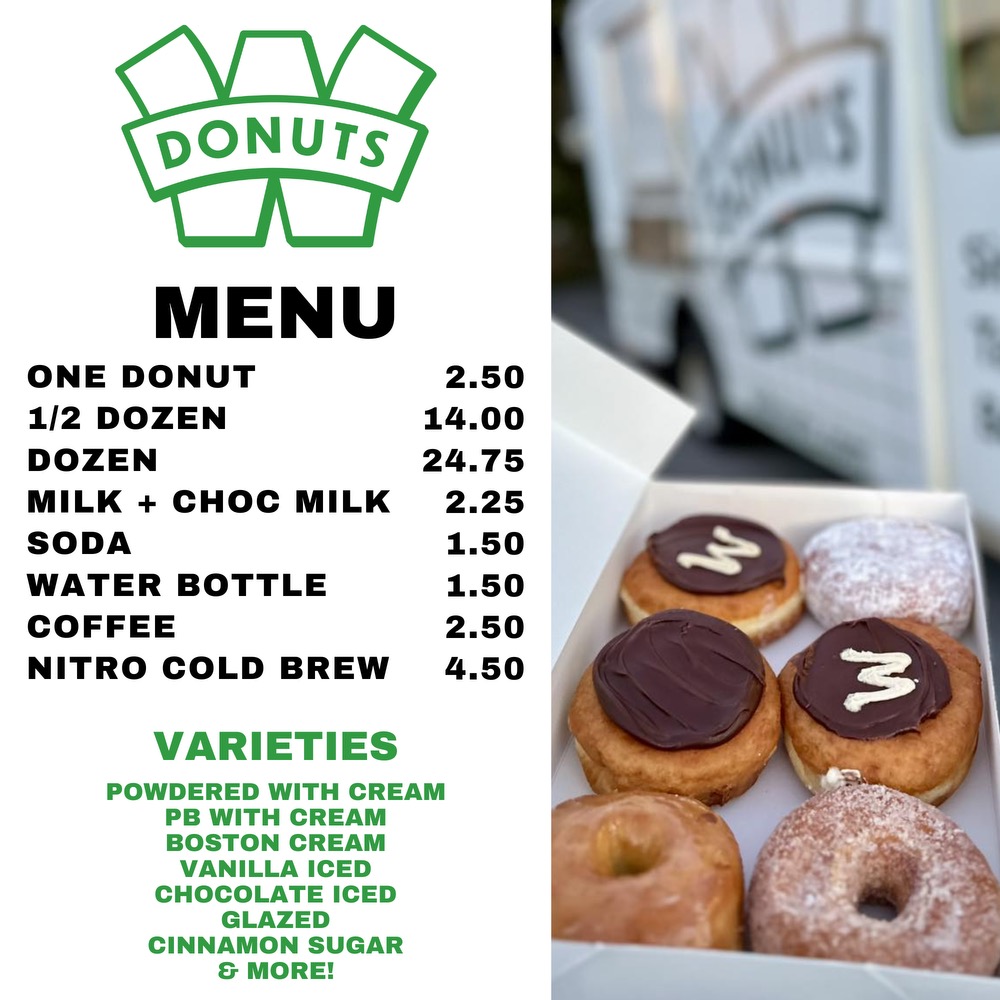 W Donuts menu with prices