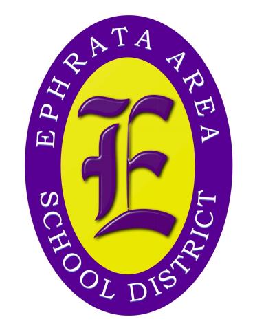 Ephrata Area School District's purple and yellow logo.
