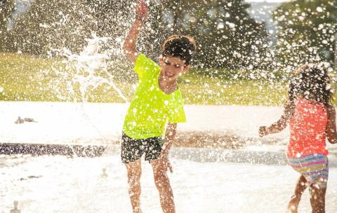 Children playing in water.