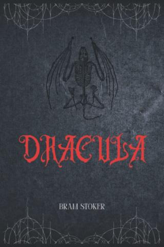 Cover of Dracula book is black with red lettering. 