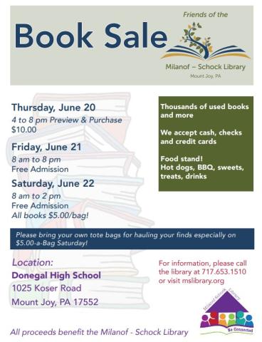 Details for the June book sale