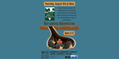 Burrowing Adventures August 8th at 10am
