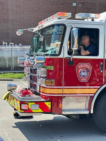 Firefighter driving a Fire Truck