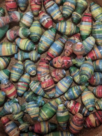 Photo of paper beads in various colors