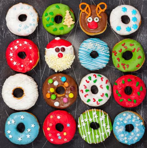 Christmas themed donuts.