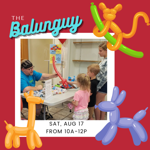 The Balunguy making a creation; balloon animal graphics