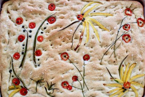 Photo of decorated focaccia