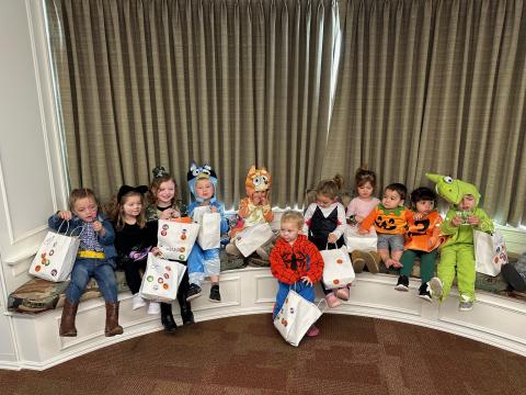 Kids in costume for halloween party. 