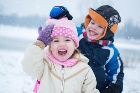 Children playing in snow.