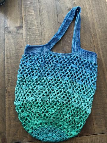 photo of blue/green boho crocheted bag