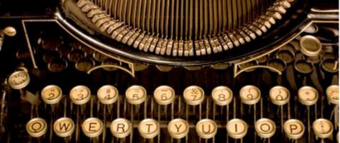 Close up of old typewriter keys.