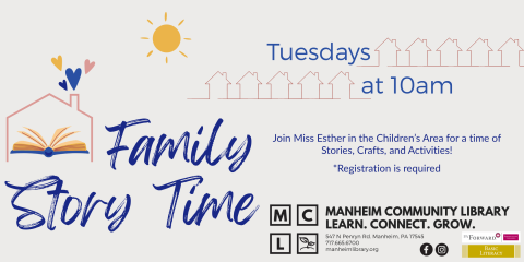 Family Story Time on Tuesdays at 10am