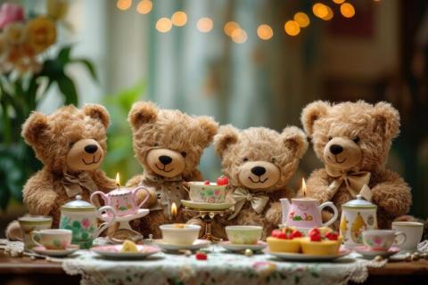 Teddy Bears having tea.