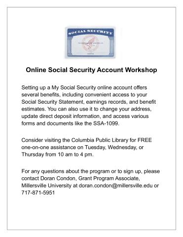 Flyer for Social Security Workshop 