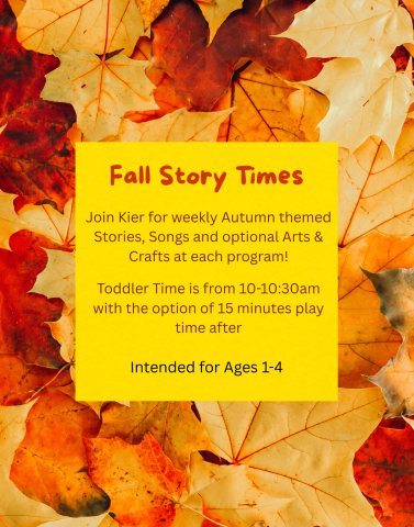 september toddler time info with leaves