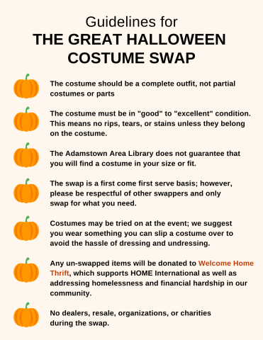 Guidelines for the Great Halloween Costume Swap