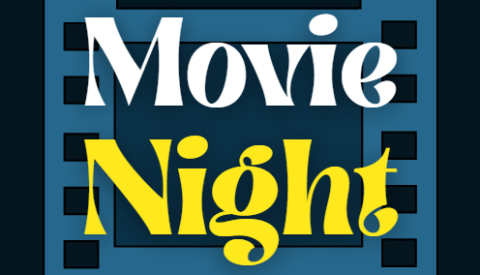 picture of film real behind the words movie night