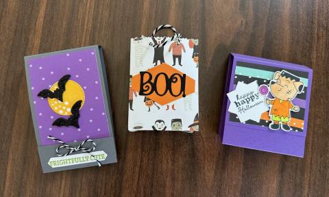 Photo of three halloween treat boxes