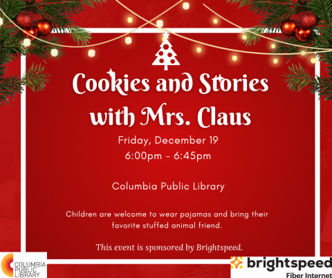 Holiday Story Time Flyer featuring green and red stripes around the border