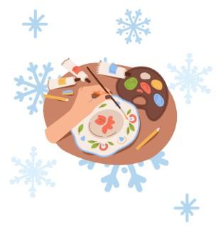 Painting and snowflakes clipart