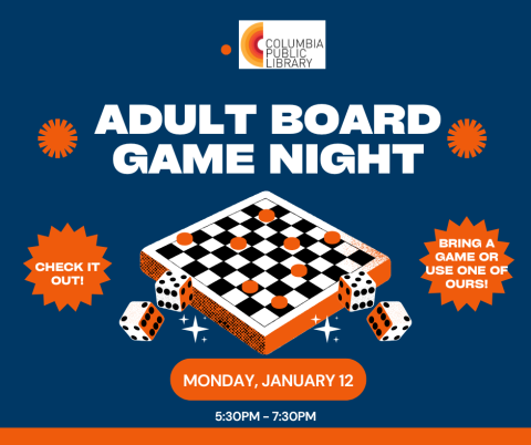 blue and orange checkerboard advertising game night