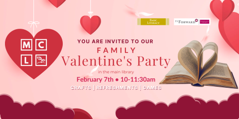 Valentines' Party on Saturday, February 7th at 10am to 11:30am
