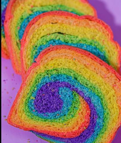 photo of rainbow swirl bread