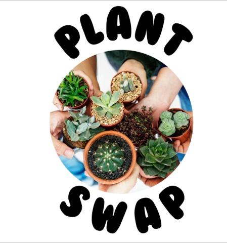 picture of plants and PLANT SWAP in large letters around it