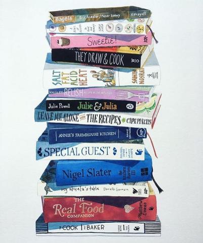 illustration of a stack of cookbooks