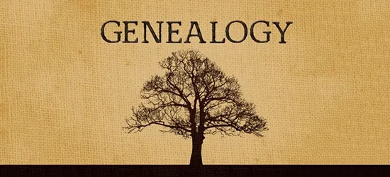 Genealogy text with tree silhouette