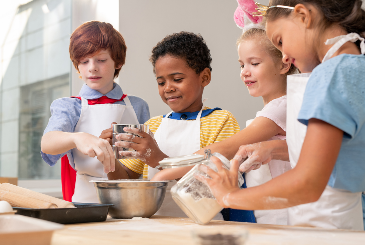 Kids baking.