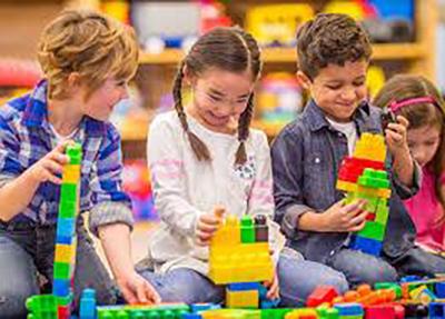 Children playing with blocks.